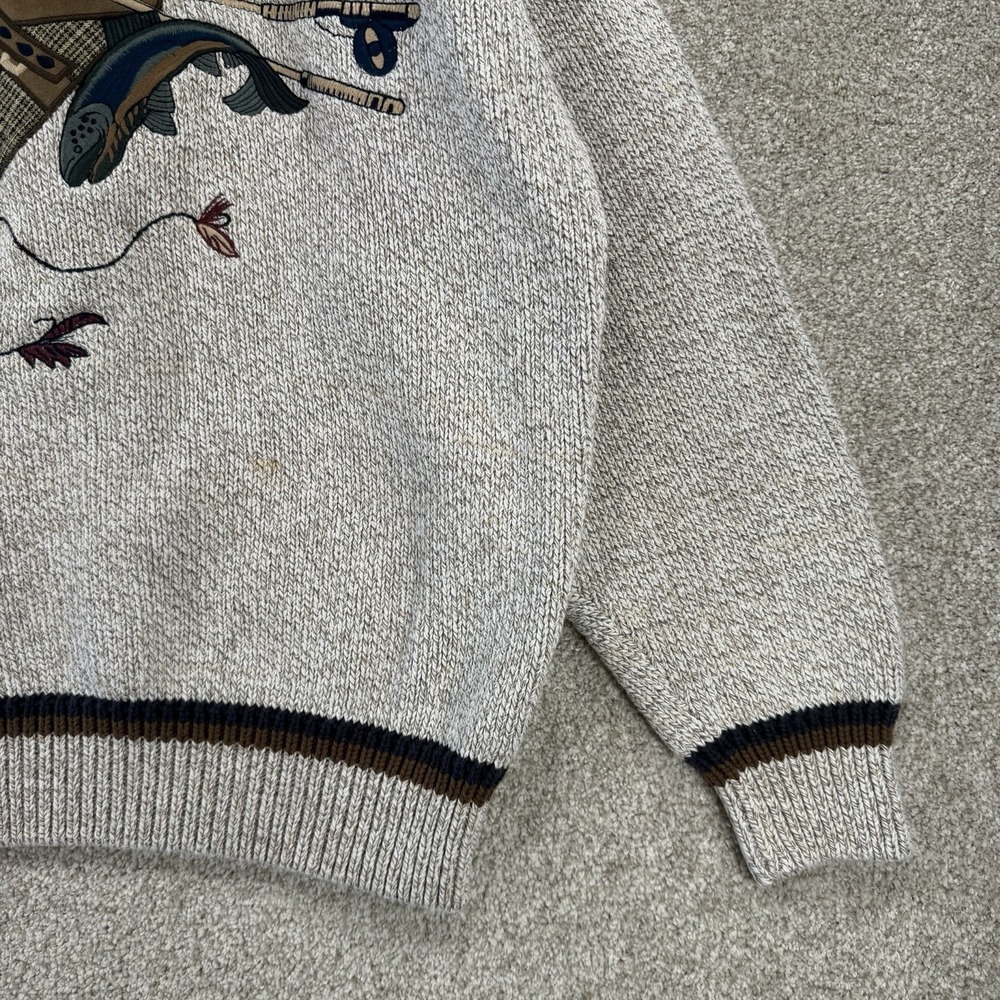 VTG Gant Mens Fishing Sweater Sz M Cotton Knit Embroidered Grandpa 90s *Stains* - Picture 3 of 9